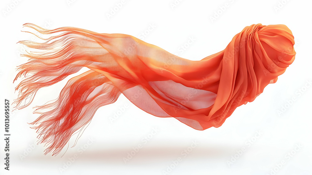 3D Flying Scarf with Windswept Tassels Isolated on White Background � Perfect for Winter Fashion and Cozy Themed Designs, Close-Up on Flowing Texture 3D Flying Scarf with Windswept Tassels Isolated on White Background � Perfect for Winter Fashion and Cozy Themed Designs, Close-Up on Flowing Texture