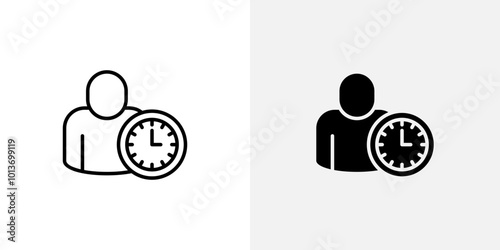 Icon of a person holding a clock, symbolizing time management, appointments, or busyness.