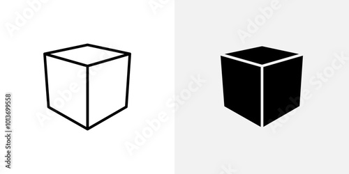 Icon of a cube, representing 3D shapes, geometry, or technology.