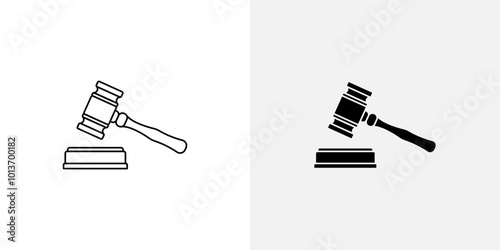 Icon representing a gavel, symbolizing legal authority, justice, or courtroom decisions.