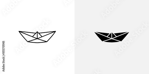 Icon of a paper boat, symbolizing childhood, creativity, or origami.