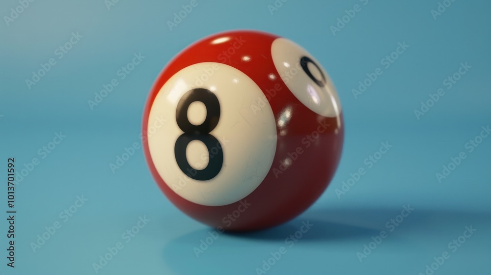 Billiard red ball with number 8 for sports and recreation concept AI generated image Billiard red ball with number 8 for sports and recreation concept AI generated image