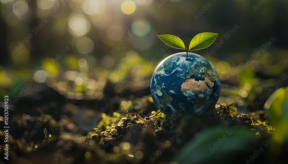 Earth Day or World Environment Day concept. Save our Planet and forest, restore and protect Green Nature, global warming and Climate change theme Earth Day or World Environment Day concept. Save our Planet and forest, restore and protect Green Nature, global warming and Climate change theme
