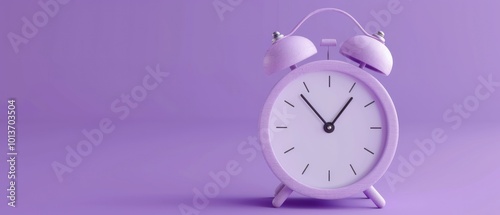 Wallpaper Mural Purple background alarm clock, 3d Rendering, copy space. AI generated images Torontodigital.ca