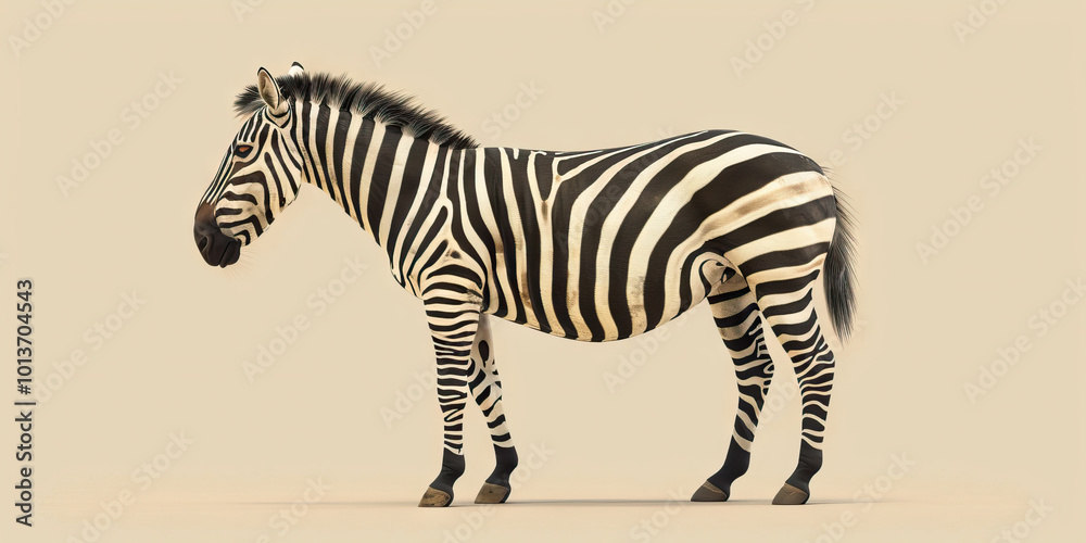 Fototapeta premium Zebra's black-and-white stripes: A veterinarian examining the distinctive pattern of this wild horse at the zoo.