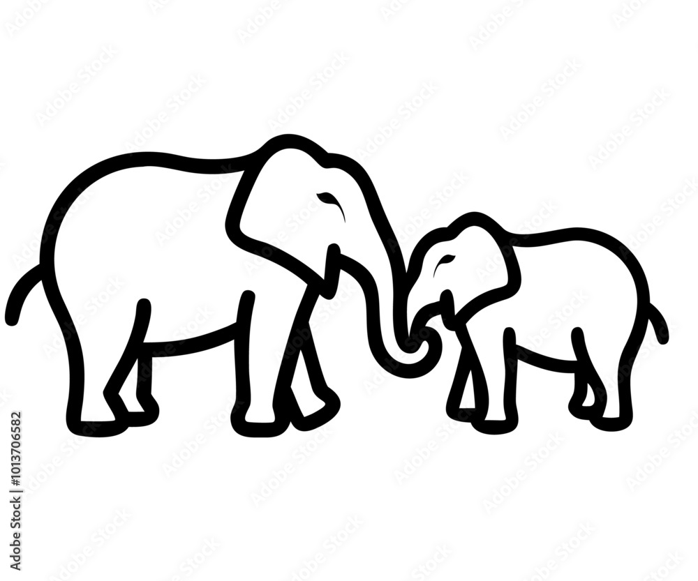 Obraz premium Elephant Set Silhouette isolated on white background