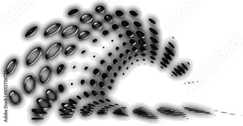 Wrapping polka dot bun or swirl with radial beams. Sketchy semi-enveloping frame. Vector. Space for copy text.