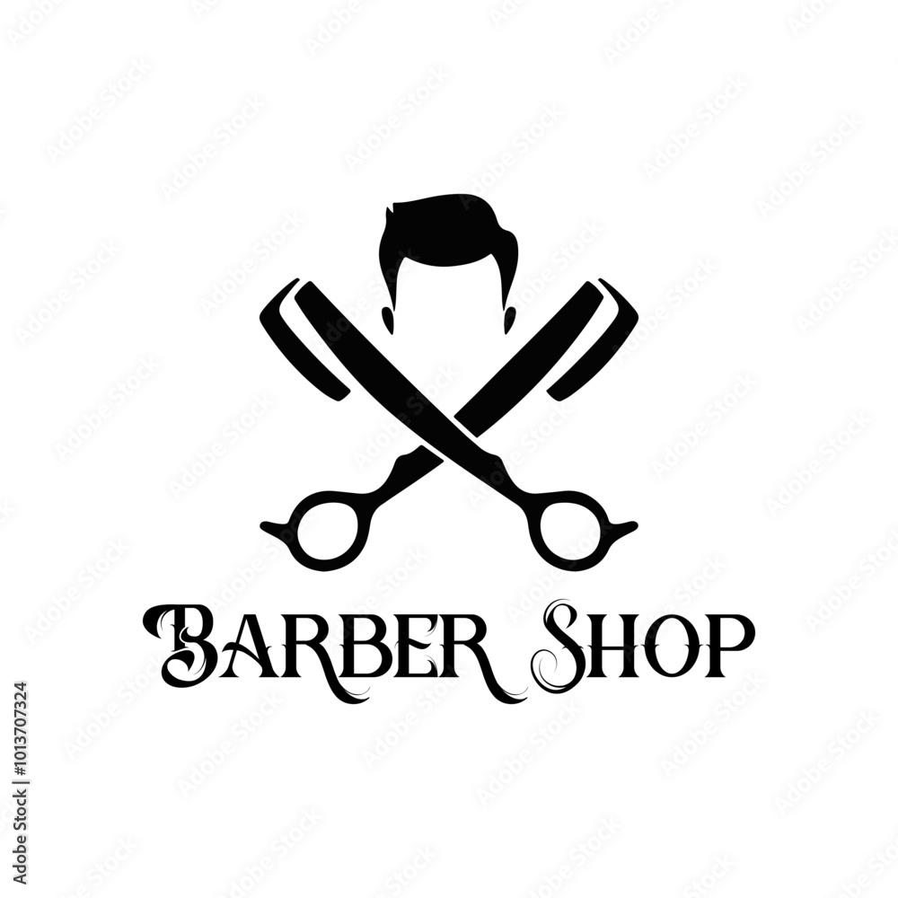 Elegant Barber Shop Logo Vector  Minimalist Hair Salon Design