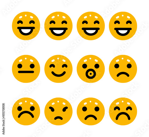 set of smileys with faces