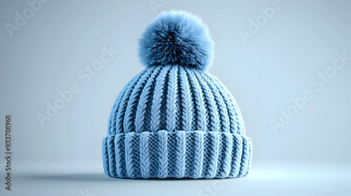 3D Winter Hat Icon with Pom Pom on White Background - Stylish Minimalist Vector Design for Infographics & Product Presentations