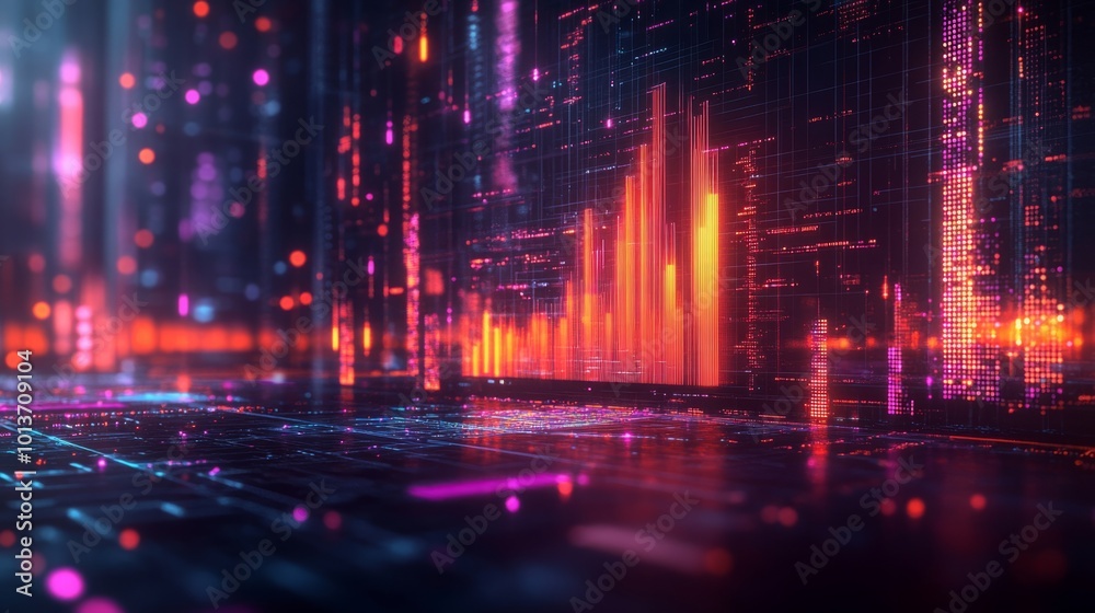 Obraz premium Dramatic Line Graph Illustrating OpenAI's Valuation Doubling in a Futuristic Tech Environment