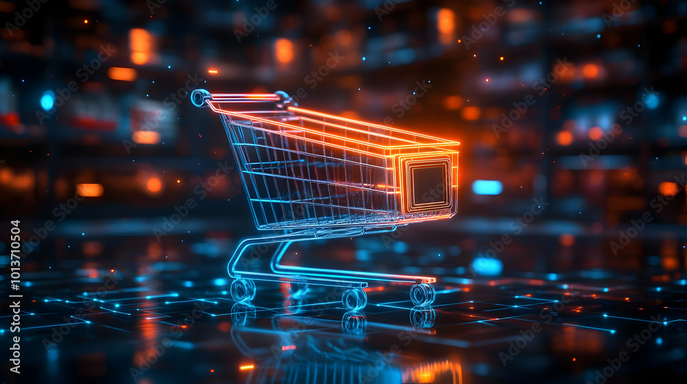 3D Floating Shopping Cart with Glowing Cyber Monday Banner Frame for Sales Promotions � Modern Design with Ample Copy Space Ideal for Eye-Catching Advertisements 3D Floating Shopping Cart with Glowing Cyber Monday Banner Frame for Sales Promotions � Modern Design with Ample Copy Space Ideal for Eye-Catching Advertisements