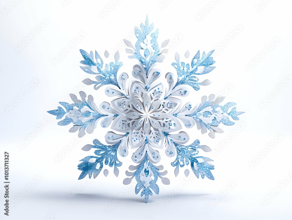 Flat Flying Snowflake Ornament with Glitter Details - Elegant Holiday Decoration Concept & Winter-Themed Infographics Flat Flying Snowflake Ornament with Glitter Details - Elegant Holiday Decoration Concept & Winter-Themed Infographics