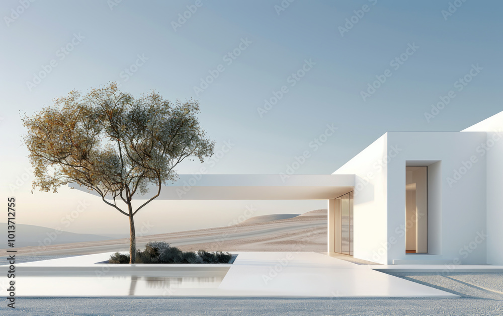 Fototapeta premium Minimalist modern architecture and spatial structure 