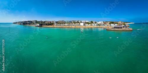 Aerial view of Broadstairs, a coastal town on the Isle of Thanet in the Thanet district of east Kent, England photo