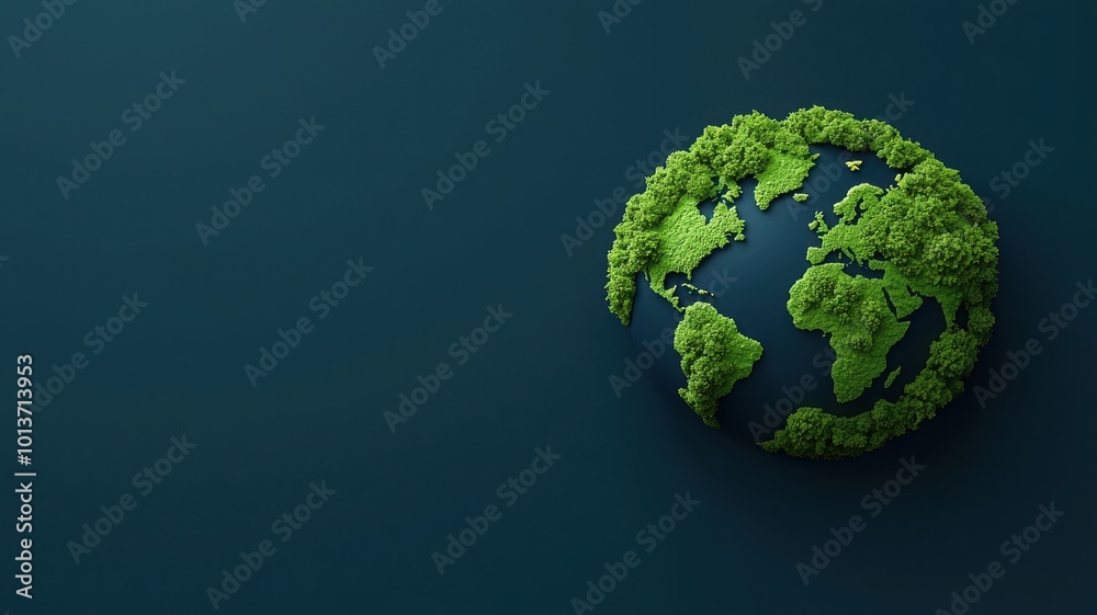 A green, leafy representation of Earth against a dark background, symbolizing sustainability and environmental consciousness. A green, leafy representation of Earth against a dark background, symbolizing sustainability and environmental consciousness.