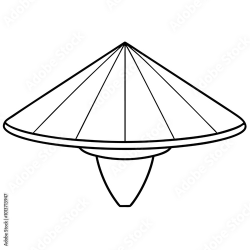 vietnamese conical hat outline coloring book page line art drawing
