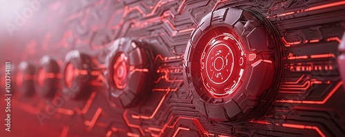 Red glowing futuristic technology background.