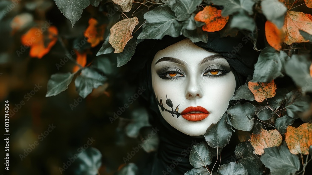 Eco-Friendly Halloween Makeup Close-Up Shot Eco-Friendly Halloween Makeup Close-Up Shot