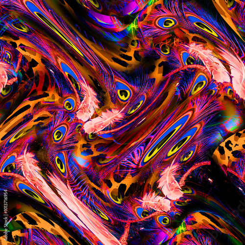 Colorful fashion print leopard designs.Fabric fashion pattern.Wave textile print design,illustration.Fractal colorful pattern.Print pattern illustration.New season fabric print.Textile fashion pattern