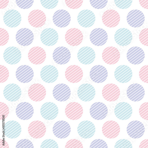 Cute Pastel Pink Blue and Purple Striped Polka Dot Seamless Vector Repeat Pattern