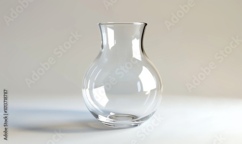 Elegant glass vase, white background, 4K hyperrealistic photo