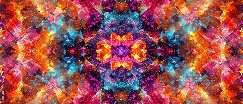 Abstract kaleidoscope pattern with vibrant colors. Abstract kaleidoscope pattern with vibrant colors.