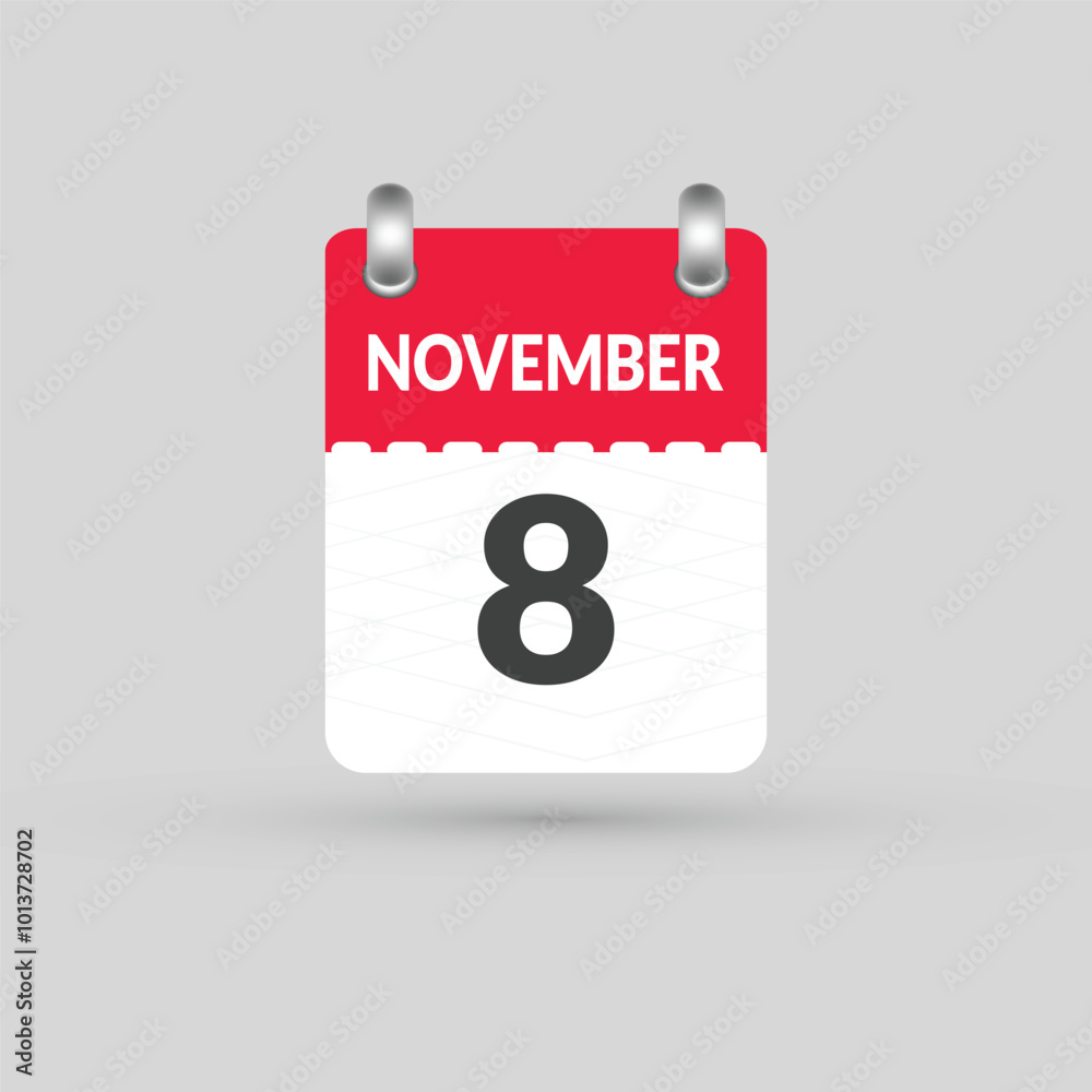 Fototapeta premium November 8 calendar Date, Month icon