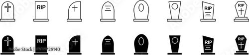 Obraz na płótnie Illustration of tombstone icon set.Tombstone, grave icon set.Vector icons w salonie