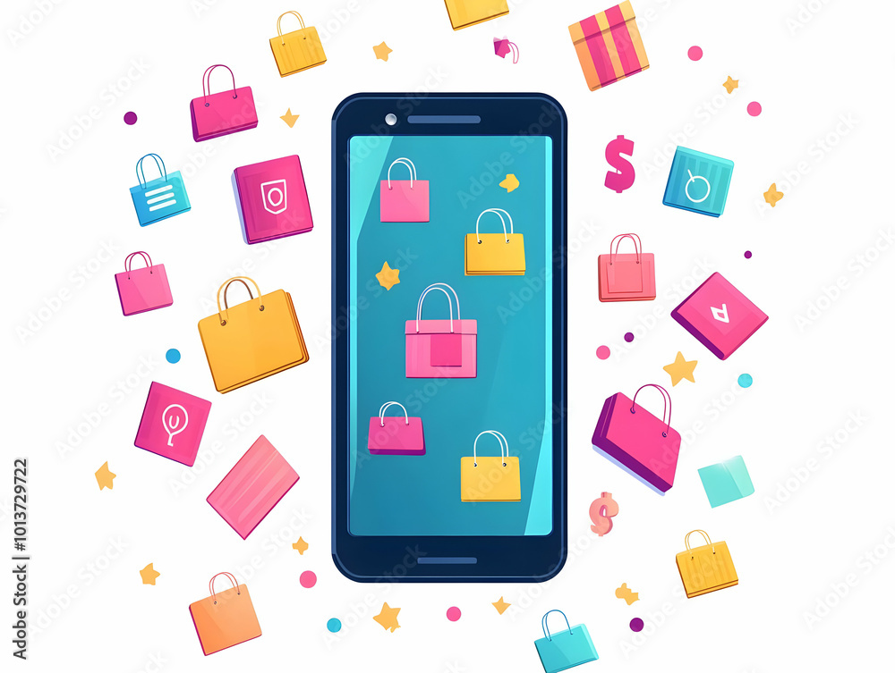 Flat Glossy Smartphone Background with Vibrant Cyber Monday Sale Notifications - Enhance Mobile Shopping Experience with Eye-Catching Icons Flat Glossy Smartphone Background with Vibrant Cyber Monday Sale Notifications - Enhance Mobile Shopping Experience with Eye-Catching Icons