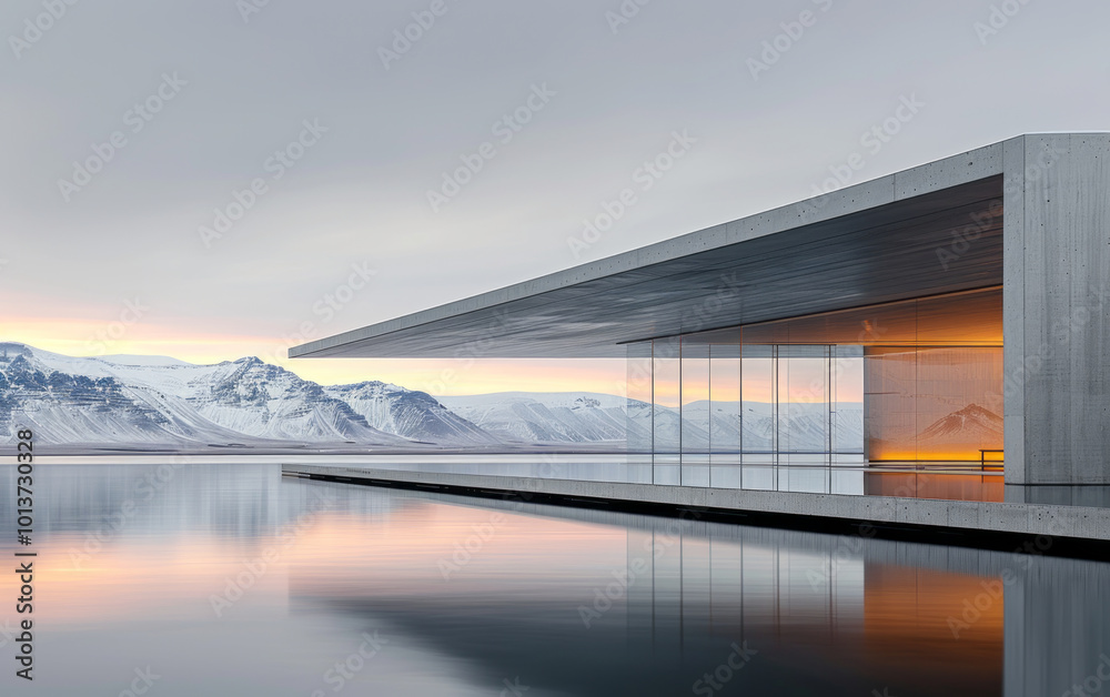 Fototapeta premium Minimalist modern architecture and spatial structure