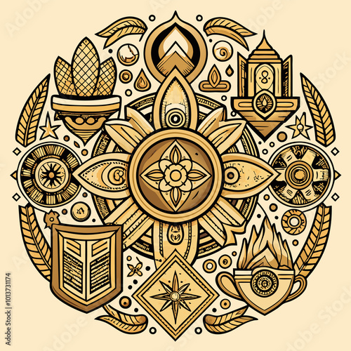 aztec calendar design with a pattern