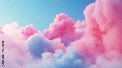 cloud background with childish cotton candy aspect. animation style with bright cheerful colors.