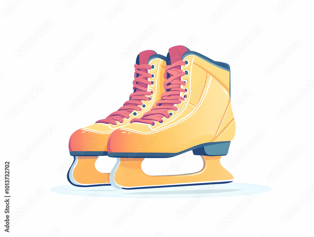 Minimalistic Vector Illustration of a Flat Pair of Ice Skates Isolated on White Background - Ideal for Winter Sports Infographics and Promotional Materials Minimalistic Vector Illustration of a Flat Pair of Ice Skates Isolated on White Background - Ideal for Winter Sports Infographics and Promotional Materials