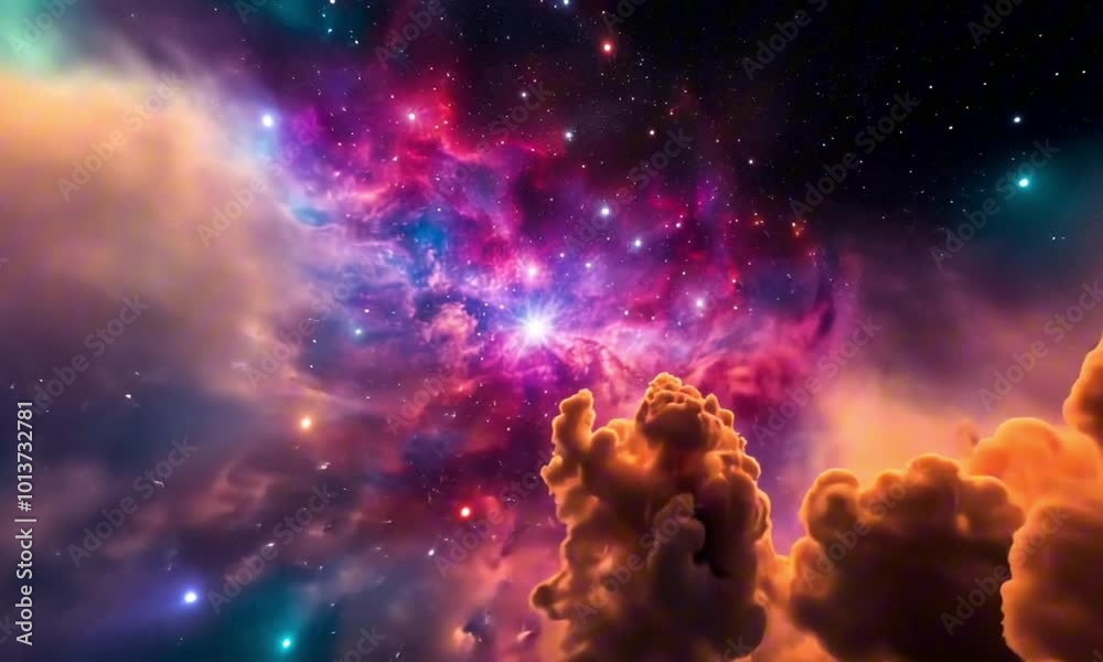 vivid cosmic dreamscape in a mesmerizing nebula of colors