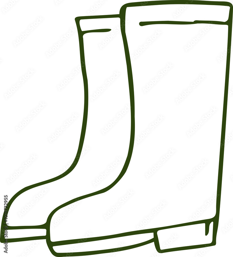Hand drawn illustration of wellington boots Hand drawn illustration of wellington boots