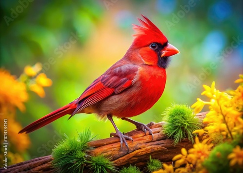 Charming Cartoon Cardinal Bird Illustration for Nature Lovers, Kids, and Educational Purposes photo