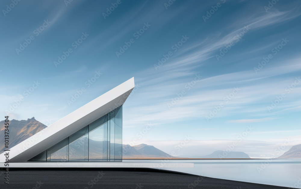 Fototapeta premium Minimalist modern architecture and spatial structure 