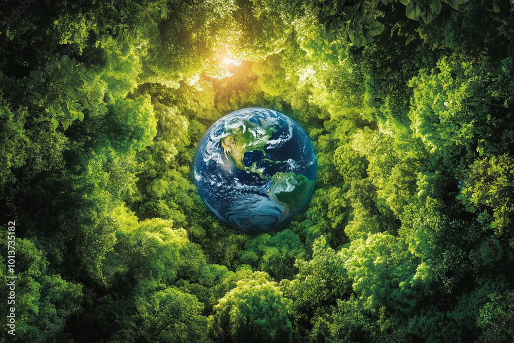 Earth Surrounded by Lush Forest Earth Surrounded by Lush Forest