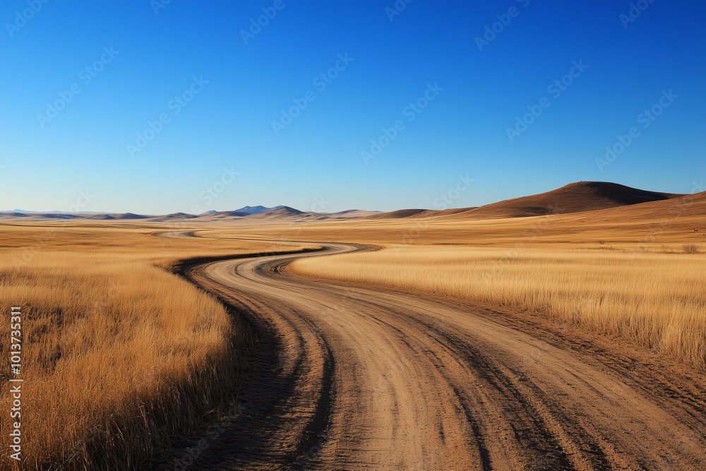 Fototapeta premium Winding Road Through Golden Fields