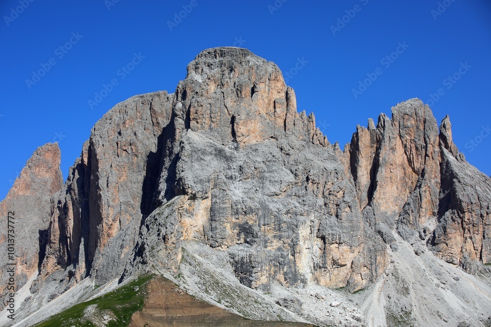 Punta Grohmann peak in the European Alps features the Cinque Dita mountain a legendary petrified hand of giant in ITALY Punta Grohmann peak in the European Alps features the Cinque Dita mountain a legendary petrified hand of giant in ITALY
