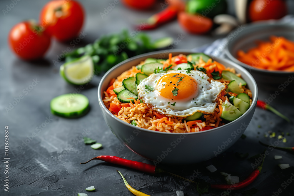 Delicious Colorful Rice Bowl with Egg Delicious Colorful Rice Bowl with Egg