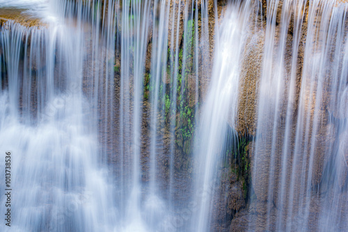 Beauty in nature, amazing waterfall in tropical forest of national park, Thailand