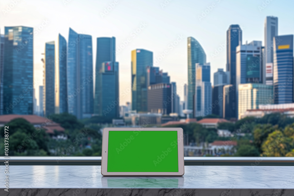 Modern Tablet with Green Screen Display
