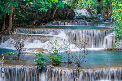 Fototapeta Naklejka Na Ścianę i Meble -  Beauty in nature, amazing waterfall in tropical forest of national park, Thailand