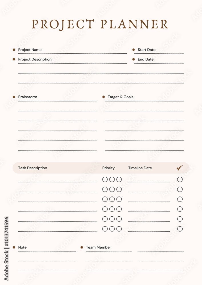 Brown and Beige Simple Modern Project Planner , Brown and Beige Simple Modern Project Planner ,