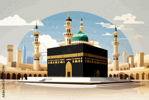 islan Kaaba Mecca Saudi Arabia illustration