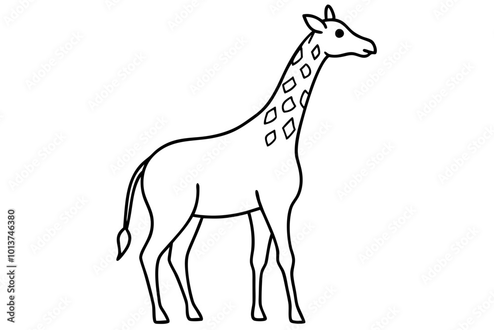 Obraz premium The Art of a Giraffe Stretching Its Neck Down in a Beautiful Vector Illustration
