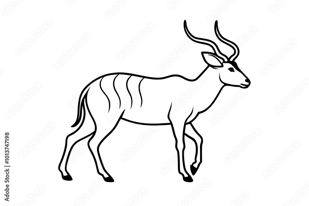 Majestic Kudu Striding Through Nature with Proud Horns and Elevated Head
Majestic Kudu Striding Through Nature with Proud Horns and Elevated Head