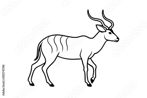 Majestic Kudu Striding Through Nature with Proud Horns and Elevated Head
